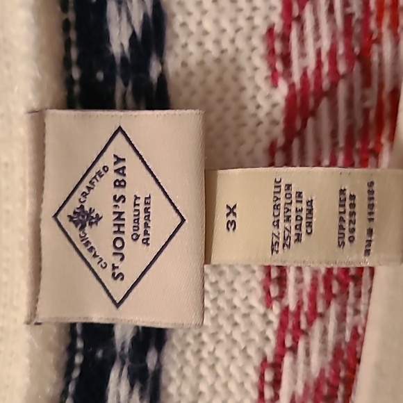 ST. JOHN'S BAY WOMENS PLUS SIZE RED, WHITE AND BLUE STRIPED 3X OPEN CARDIGAN - Picture 4 of 11
